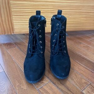 Lace-Up Black Booties